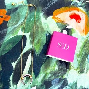 Stella & Dot half moon silver & gold necklace